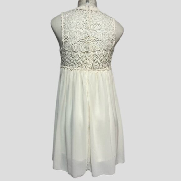 Rebellion Again Ivory Crochet & Sheer Boho Babydoll Dress - Picture 2 of 11